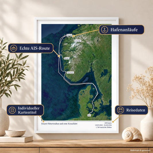 Kreuzfahrtkarte als Poster (ungerahmt & gerahmt)